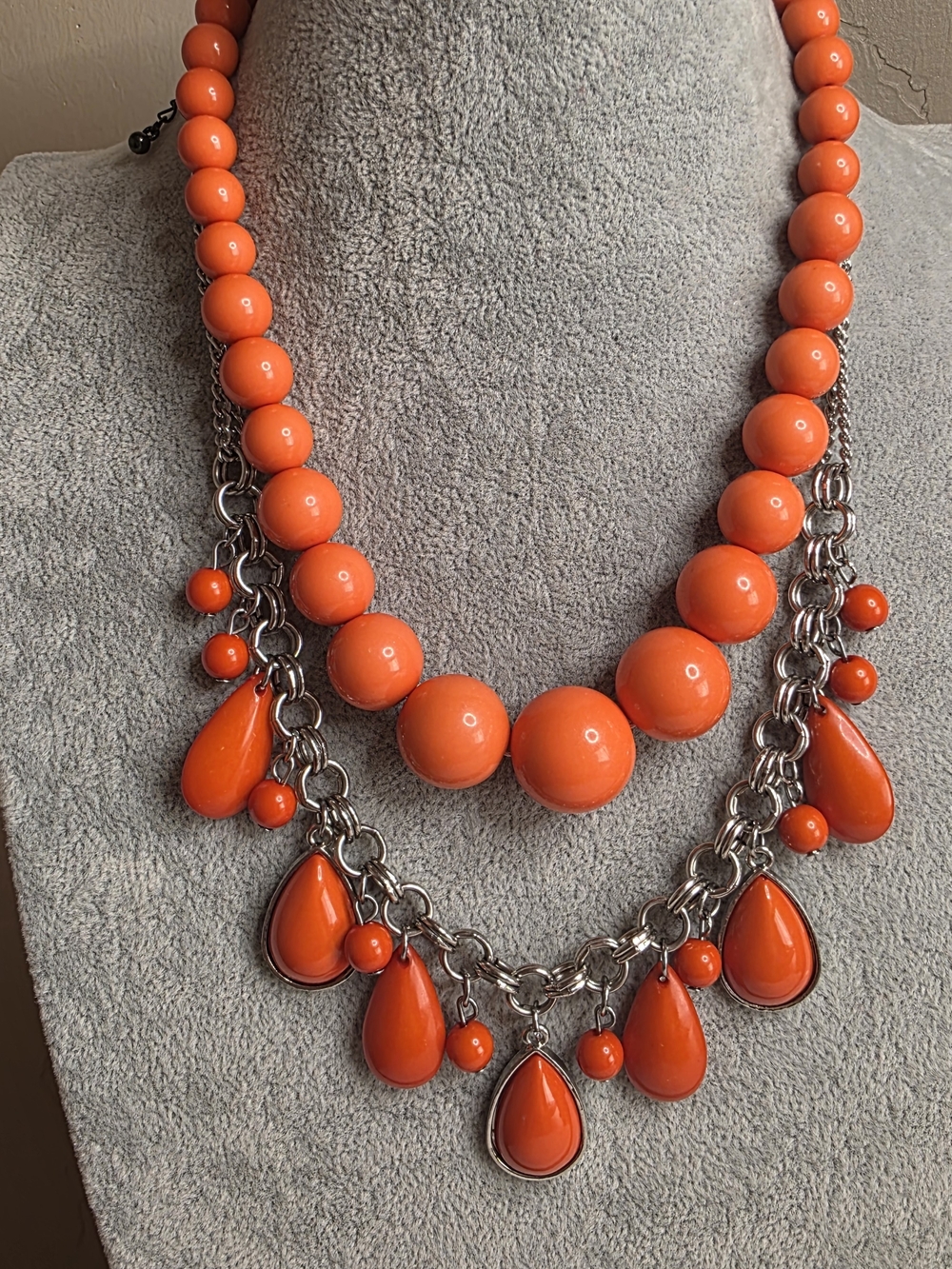 2 Necklace Bundle- Orange Acrylic